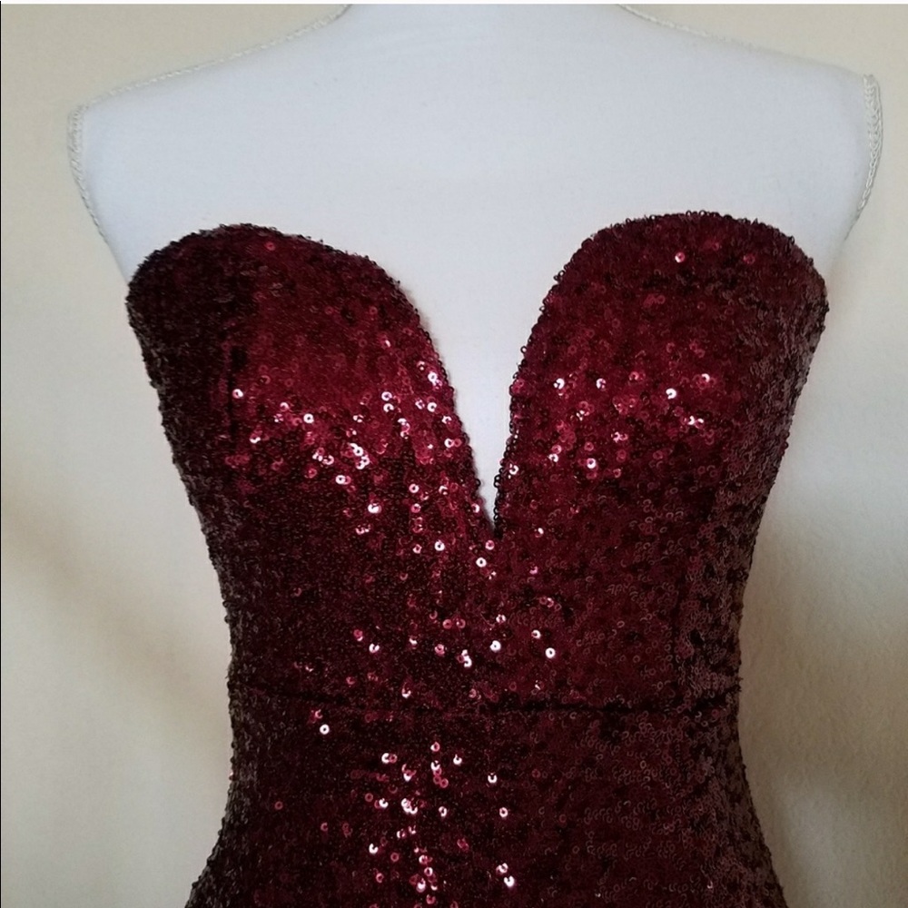 Red wine sequin dress